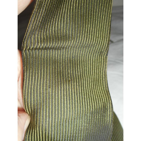 Vintage MCM 1960s Black Green Striped clip on Tie necktie - Picture 2 of 4